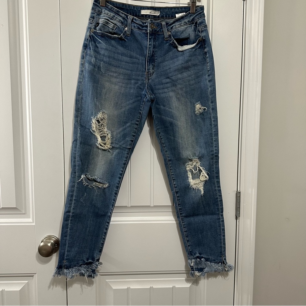 KanCan Blue Distressed Ankle Jeans - Picture 1 of 6